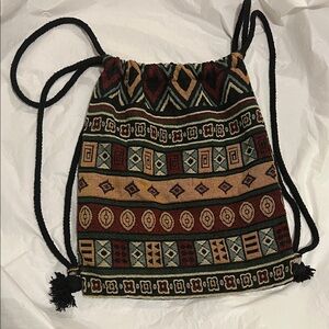 Aztec Bohemian Patterned Drawstring Bag